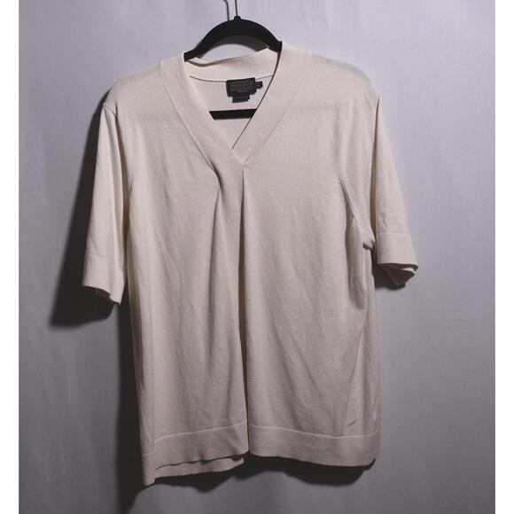 Pendleton Tops - Pendleton Silk Blend Cream V Neck Off White Blouse Cream Top XL P Business Shirt
